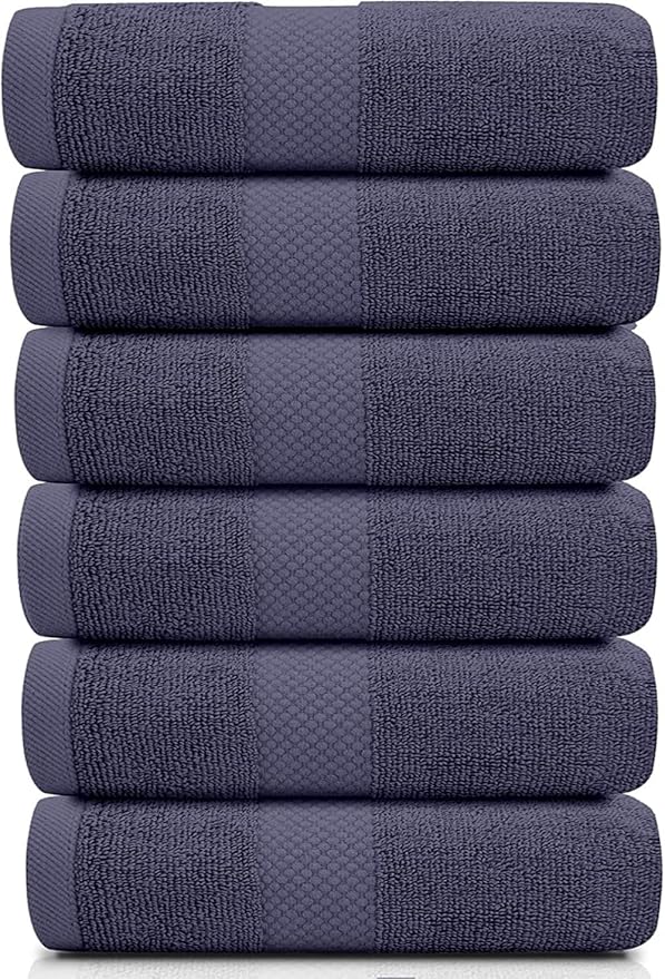 White Classic Luxury Navy Blue Hand Towels