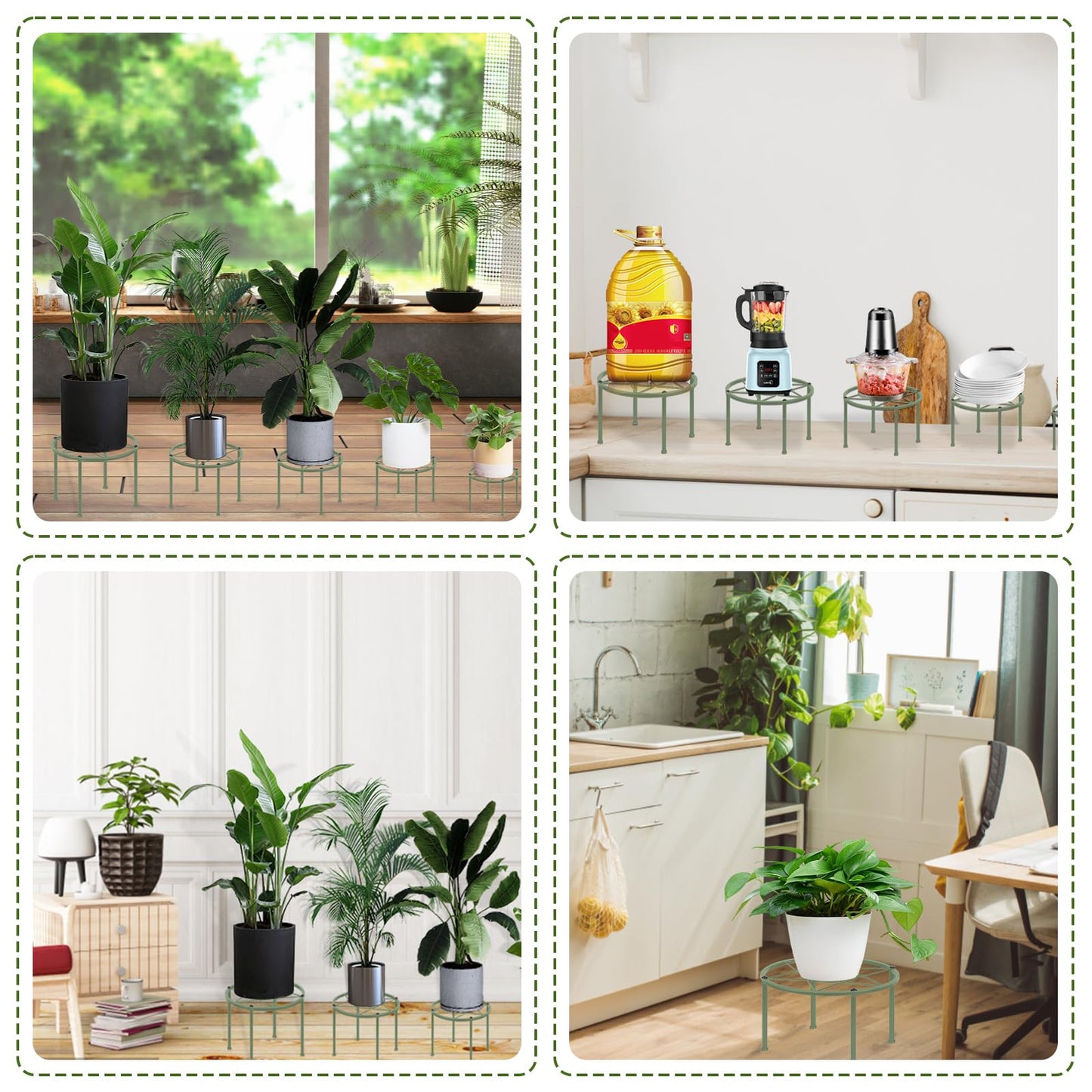 lokeisna Metal Plant Stands, Anti-Rust Iron Flower Pot Stand, Heavy Duty Plant Pot Shelf, Decoration Racks for Home Indoor and Outdoor 10 Pcs (Green)