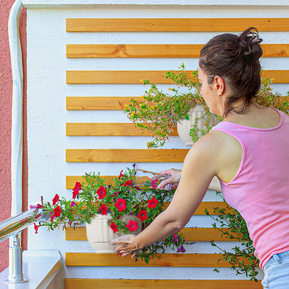 T4U Resin Wall Hanging Planter Marble Gray Set of 4, Wall Mounted Garden Plant Flower Pot Basket Container Indoor Outdoor Use for Orchid Herb Succulent Cactus Home Office Porch Decoration Gift