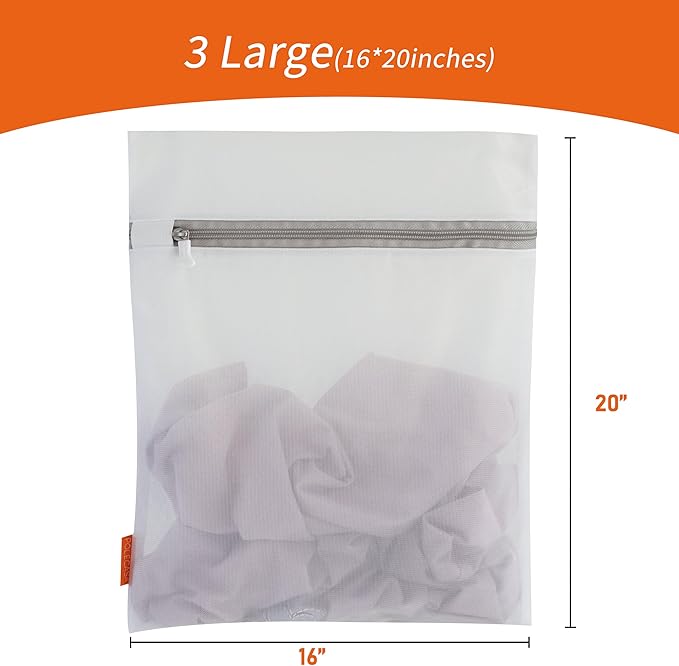 Polecasa 3Pcs 16 x 20 Inches Extra Durable Fine Mesh Laundry Bags