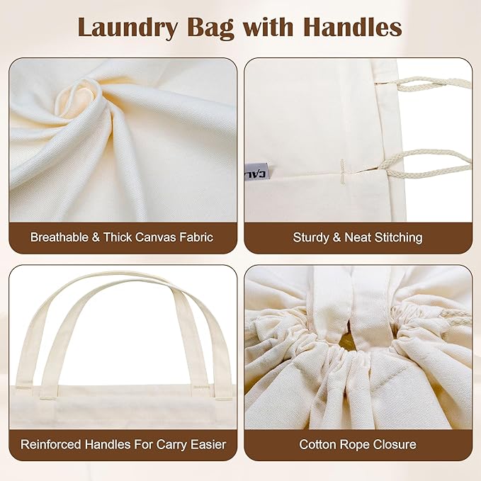 Canvas Laundry Bag 33"Wx 35"H, Thick Canvas Laundry Bag