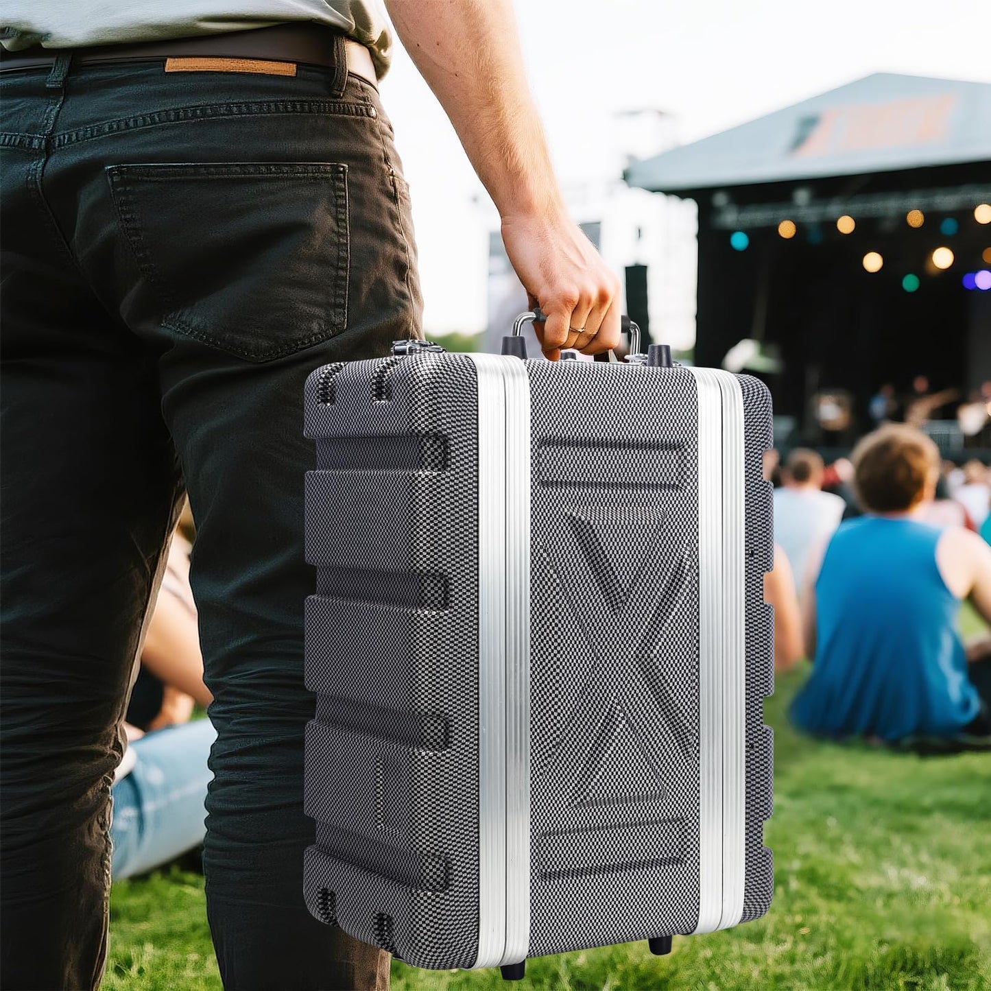 4U ABS Rack Case Shallow 8" Depth, 19" Rackmount Flight Road Travel Case, Waterproof Protective Hard Case with Customized Foam, Wireless Mic System Storage/Amp/Effect/DJ Mixer
