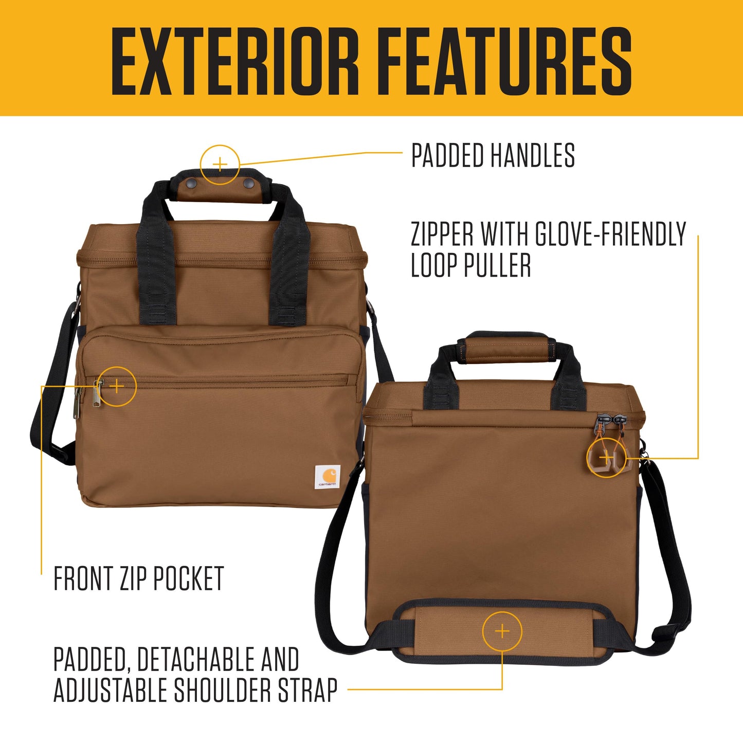 Carhartt Thick Foam Fully Insulated Cold Front Coolers, Premium Ice Retention, Durable Water Resistant Material W/Front Zippered Pocket, 24 Can Lunch Cooler, Bluestone