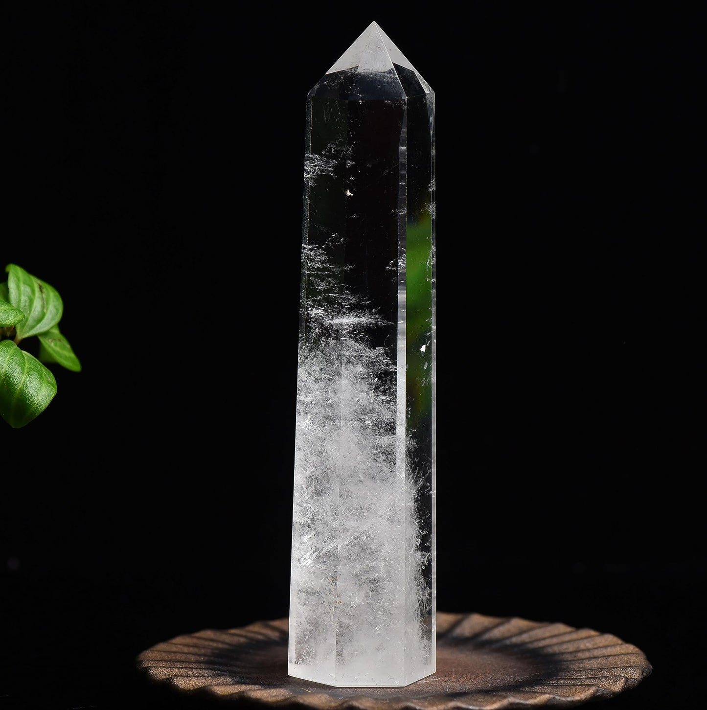 WUYOUSHI Large Clear Quartz Healing Crystal Tower 5.9-6.69" Natural Crystal Wand 6 Faceted Chakra Crystal Point Reiki Meditation Therapy