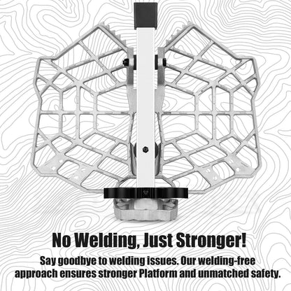 LUCKY CLOVER Tree Saddle Platform: Reliable Saddle Hunting Platform with Non-Slip Ridge Grips, Lightweight Cast Aluminum Construction, Fully Adjustable Silent Saddle Platform, 16.1"x12.2" Platform