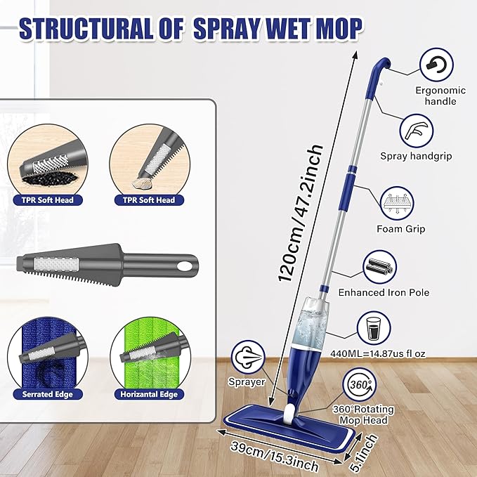 Microfiber Spray Mop for Floors Cleaning: Wet Dry Hardwood Floor Mops