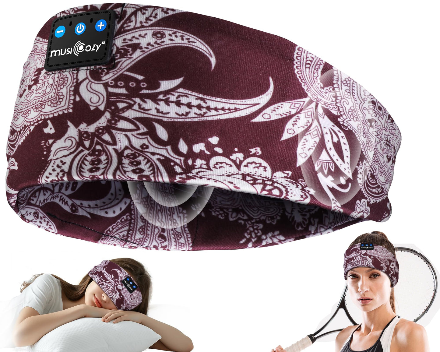 MUSICOZY Sleep Headphones Bluetooth Headband 5.4 Wireless Headband Headphones for Sleeping for Side Sleeper with Ultra-Thin HD Stero Speaker for Workout