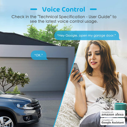 meross Smart Garage Door Opener Remote, Compatible with Apple HomeKit, Amazon Alexa, Google Assistant, CarPlay and SmartThings, No Hub Required