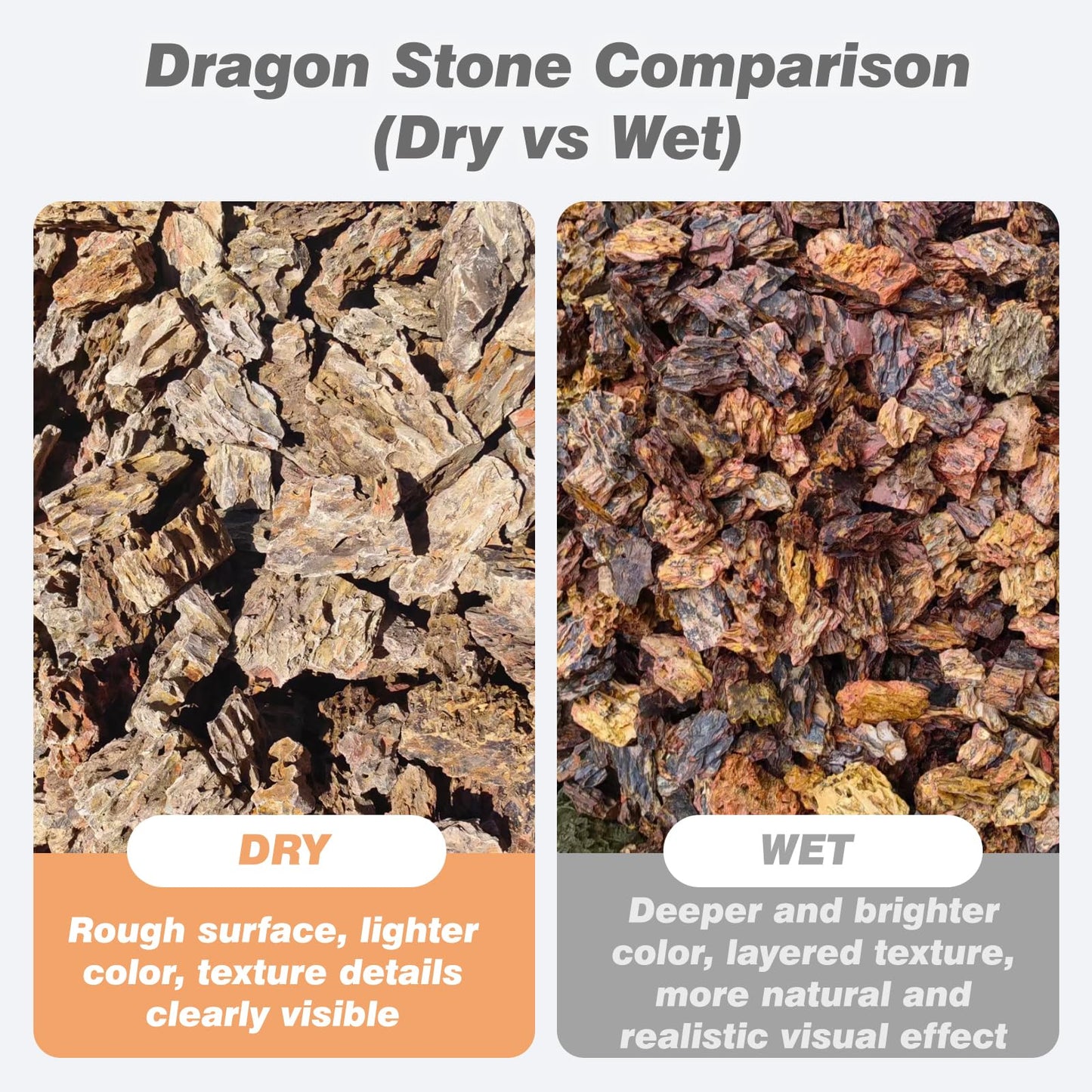 Unocho Dragon Stone Aquarium Rocks 5lb Seiryu Stone for Aquariums Landscaping Model Fish Tanks Terrariums Vivariums Paludarium Amphibian Enclosures(2-4 inches)