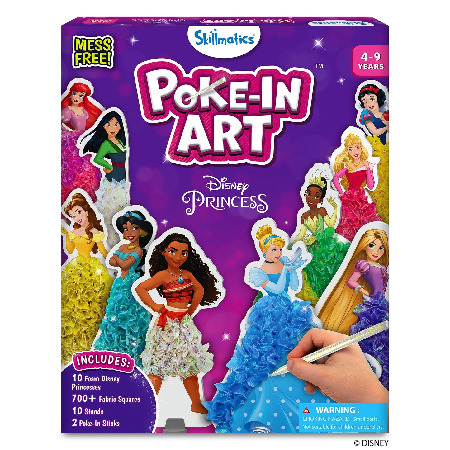 Skillmatics Poke-in Art - Disney Princesses, Mess-Free Fun for Kids, Screen-Free Entertainment, DIY Wood Craft Kits, Creative Activity, Gifts for Girls Ages 4, 5, 6, 7, 8, 9