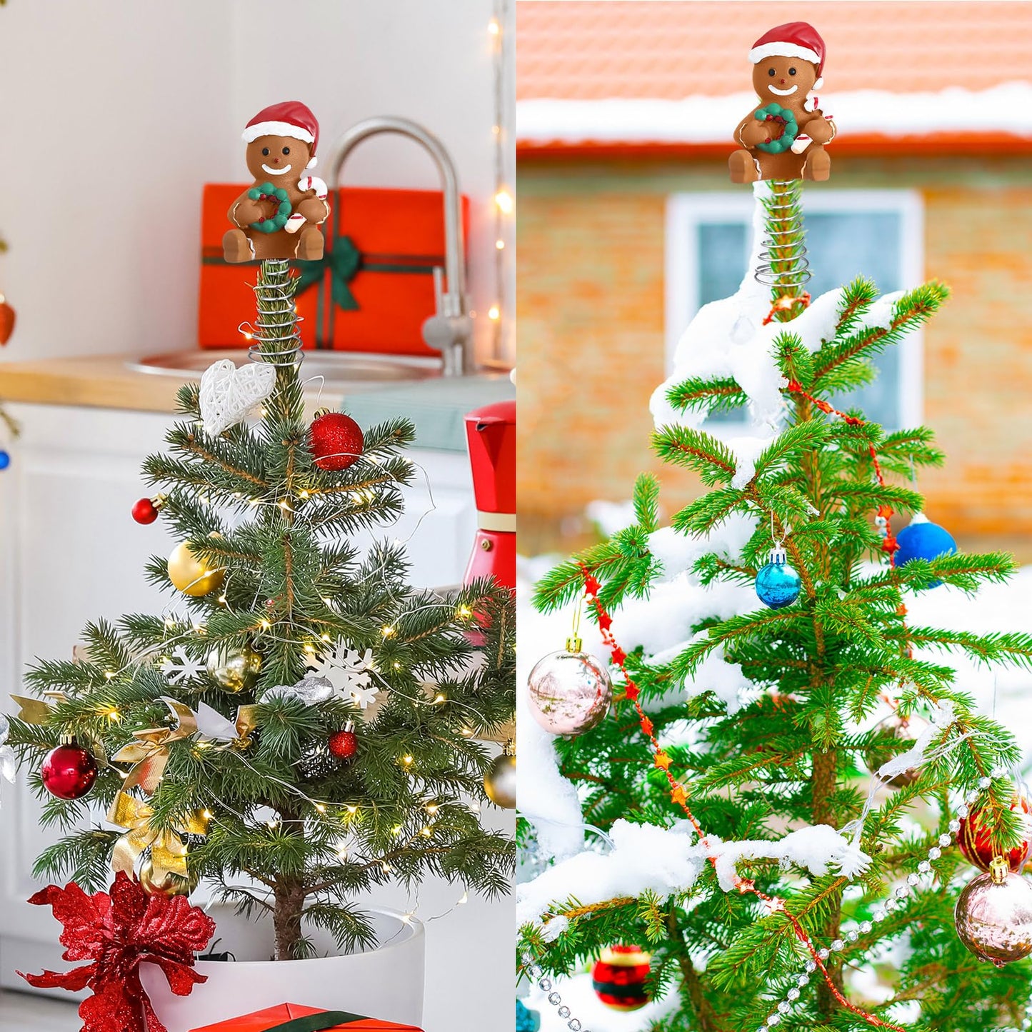 Namalu Mini Christmas Tree Topper Small Gingerbread Man Treetop for Christmas Tree 4 Inch Gingerbread Ornaments Decorative for Home Xmas Wine Bottle Wedding Bridal Shower Holiday Party Decorations