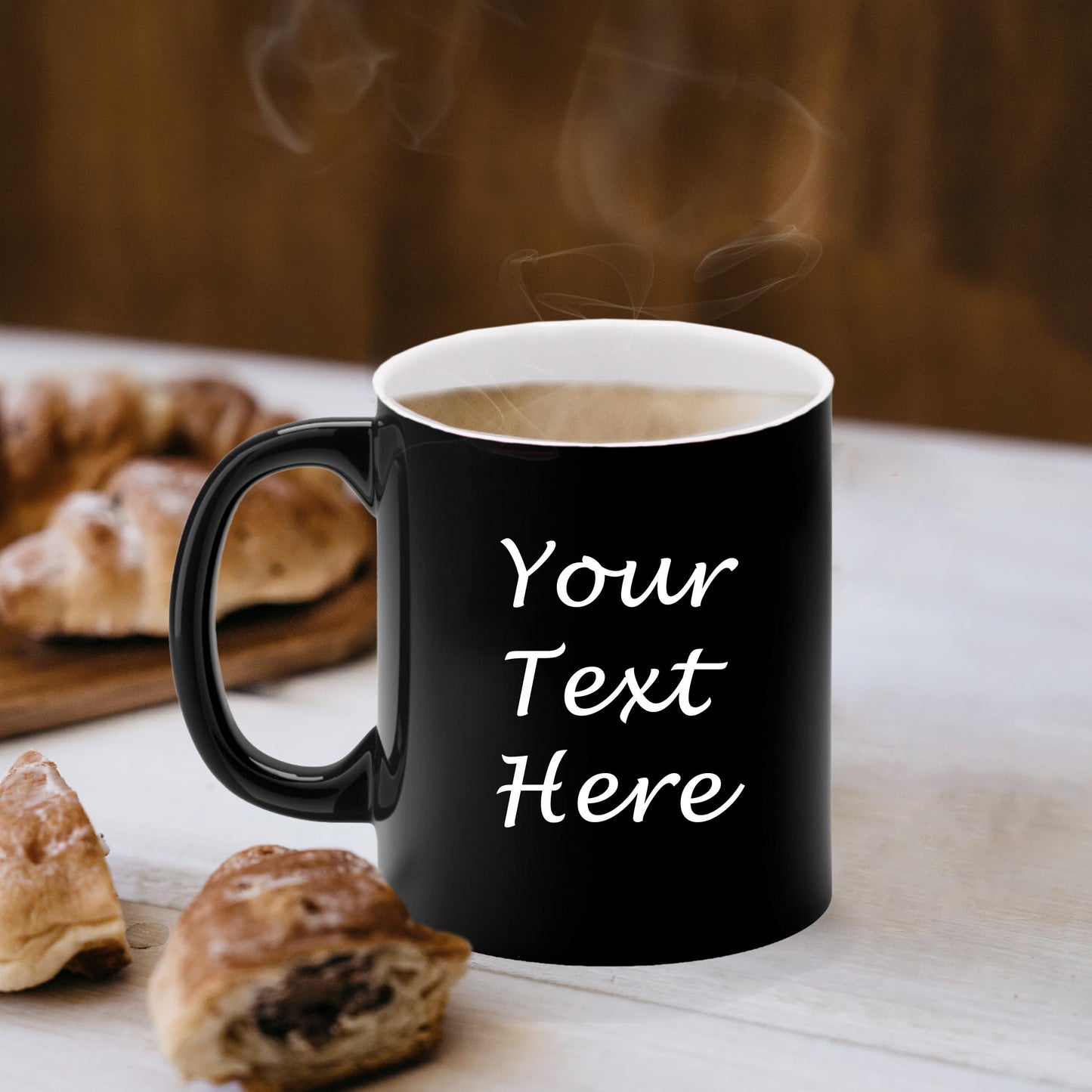 My Personal Memories Custom Engraved Latte Coffee Mug and Personalized Tea Cup With Your Text (Black)