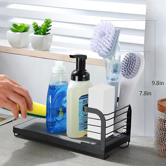 Wipe-Free Sink Organizer with Drying Stone, Instant Dry Sink Caddy Organizers