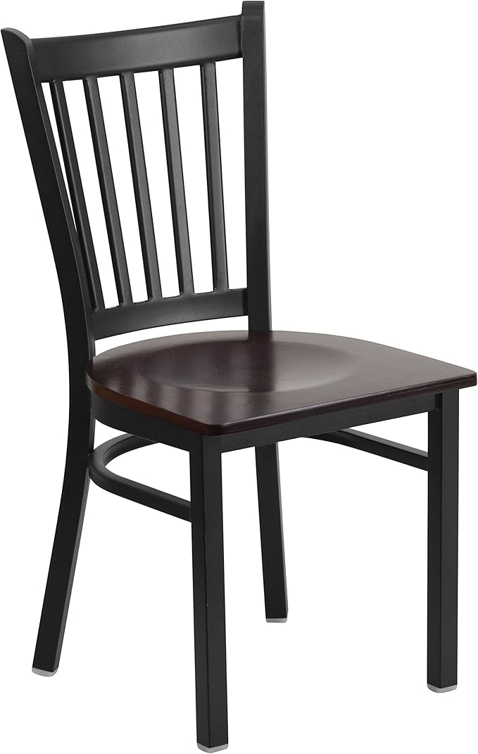 Flash Furniture HERCULES Series Black Vertical Back Metal Restaurant Chair