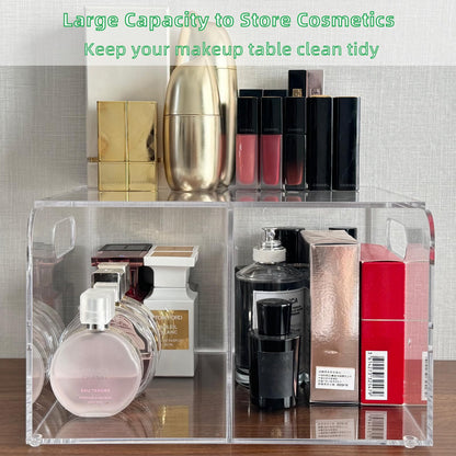 NANYEZH Acrylic Diaper Caddy, Baby Wipes Organizer for Changing Table, Dresser Top Tabletop Organizer with 4 Detachable Compartments, Anti-slip Rubber Feet, Newborn Baby Essentials, Clear