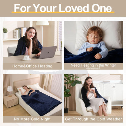 Gintao Electric Heated Blanket Throw,Double Flannel Electric Throw with 3 Heating Levels,ETL&FCC Certified, 4H Auto Off Overheat Protection,Heating Blanket for Home Office,Gifts,50"x60",Gray
