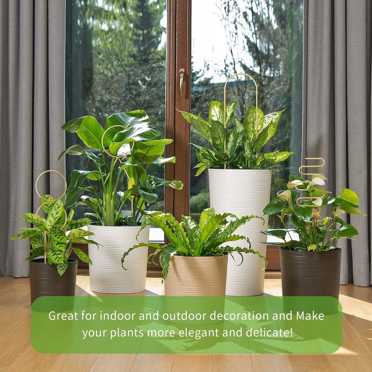 4 Pcs Small Metal Trellis for Potted Plants,Gold Trellis for Climbing Plants Indoor,Small Trellis for Potted Plants Support Stake House Plant Trellis for Garden Potted Plant,Hoya,Pothos,Flower