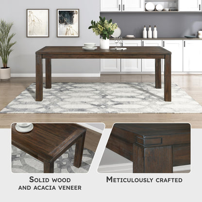 Lexicon 79" Dining Table for 8, Modern Rectangular Dining Room Table, Solid Acacia Wood Dining Table, Modern Wood Table with Solid Wood Leg for Kitchen/Dining/Living Room, Easy Assembly, Dark Brown