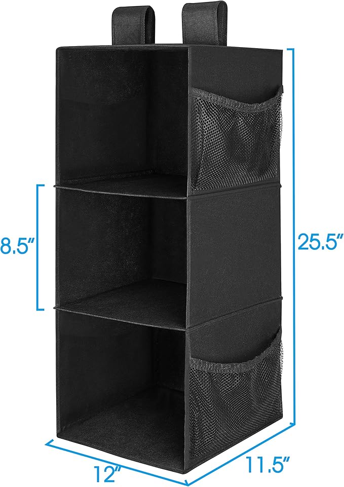 MAX Houser 3-Shelf Hanging Closet Organizers, Collapsible Closet Hanging Shelves