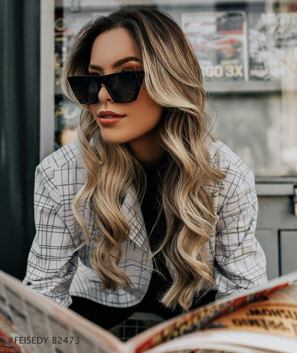 FEISEDY Cat Eye Sunglasses for Women - UV400 Protection Rerto Sqaure Cateye Womens Sun Glasses B2473