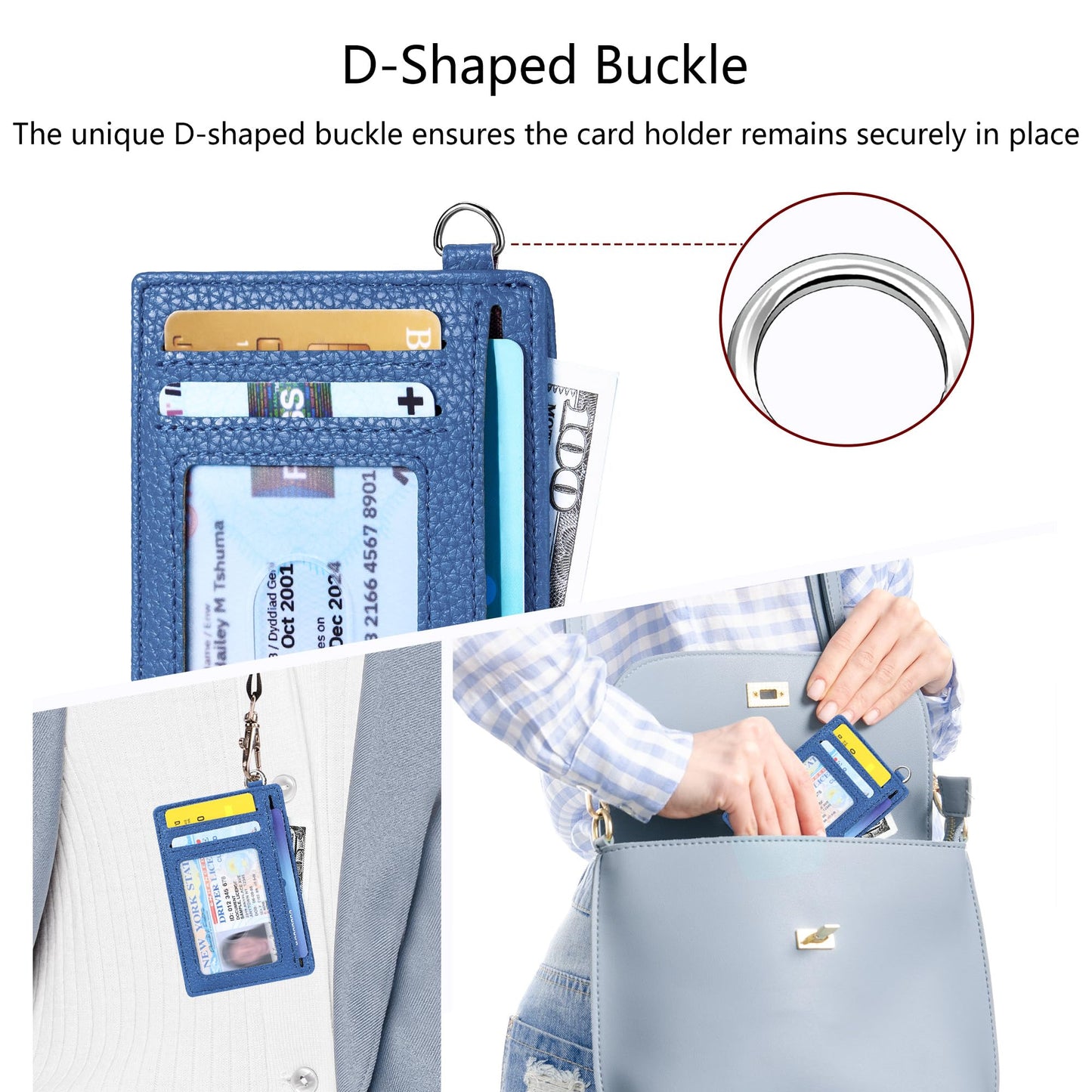 Mayski Slim Wallet, Credit Card Holder for Women, Minimalist Front Pocket RFID Blocking Card Cases, Small Wallet Women Men(Litchi Ocean Blue)