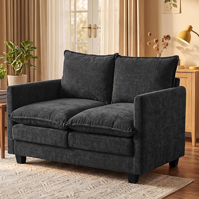 Loveseat Sofa with Cloud 3-Layer Cushion & 27" Deep Seat, Modern Small Couch No