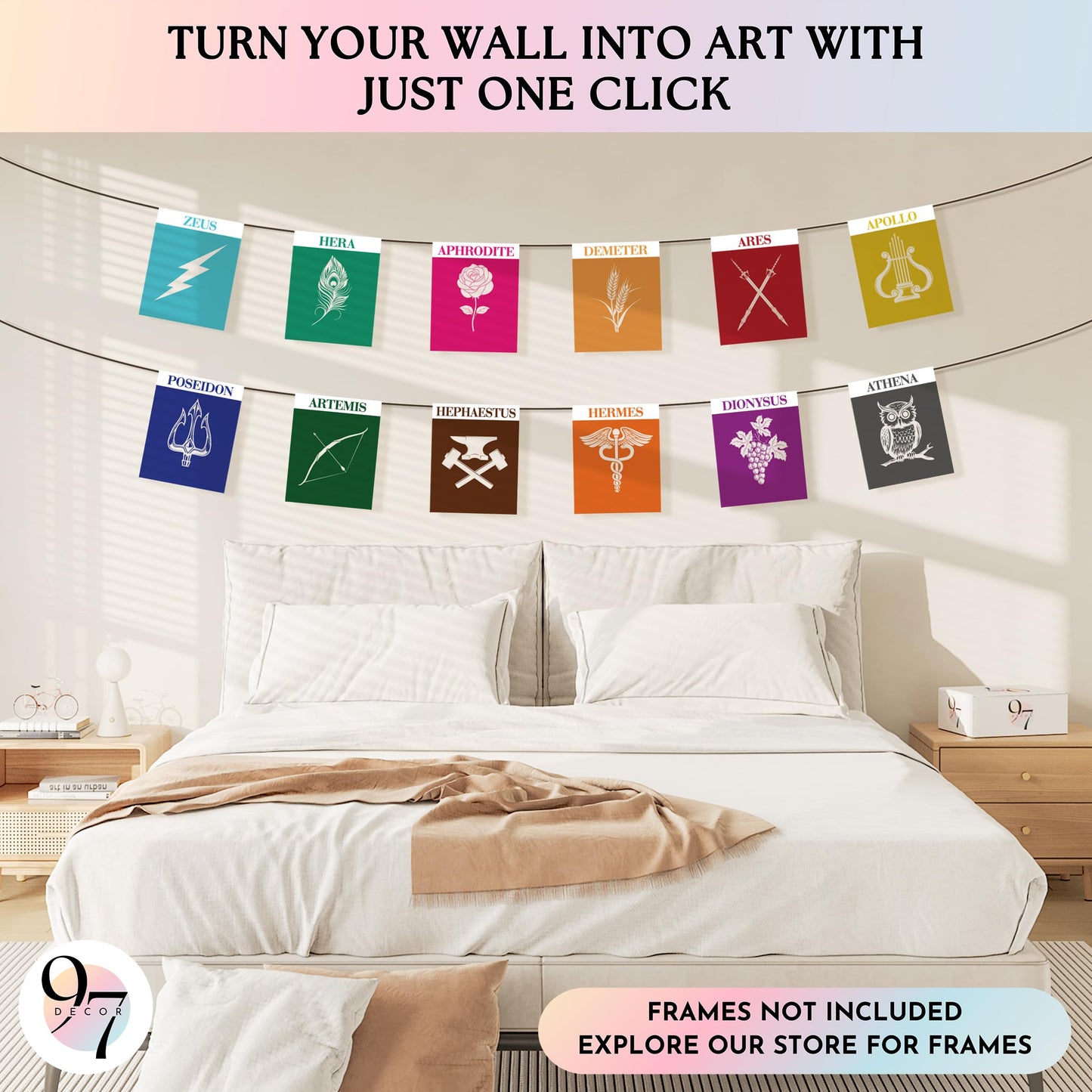 97 Decor Greek Mythology Decor - Ancient Greek Decoration, Apollo God Posters, Mythology Gifts, Greece Wall Art Prints, Aphrodite Poseidon Athena Goddess Party Decorations (8x10 Unframed)