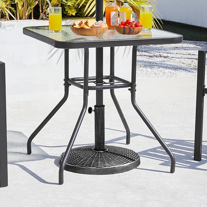 Yaheetech 22 lbs Outdoor Umbrella Base, 18" Round Resin Patio Umbrella Stand, Heavy Duty Market Umbrella Base Stand for Garden & Backyard, Rustic Silver