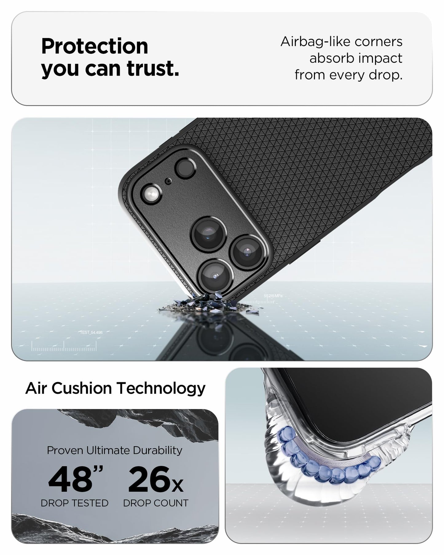 Spigen Liquid Air Case Compatible with iPhone 17 Pro (2025) [Military-Grade Drop Protection] - Matte Black