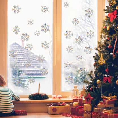 Snowflake Window Clings, YUOROS 55 Pieces Christmas Winter Decorations Window Stickers Bird Window Strike Prevention Stop Birds from Hitting (Snowflake)