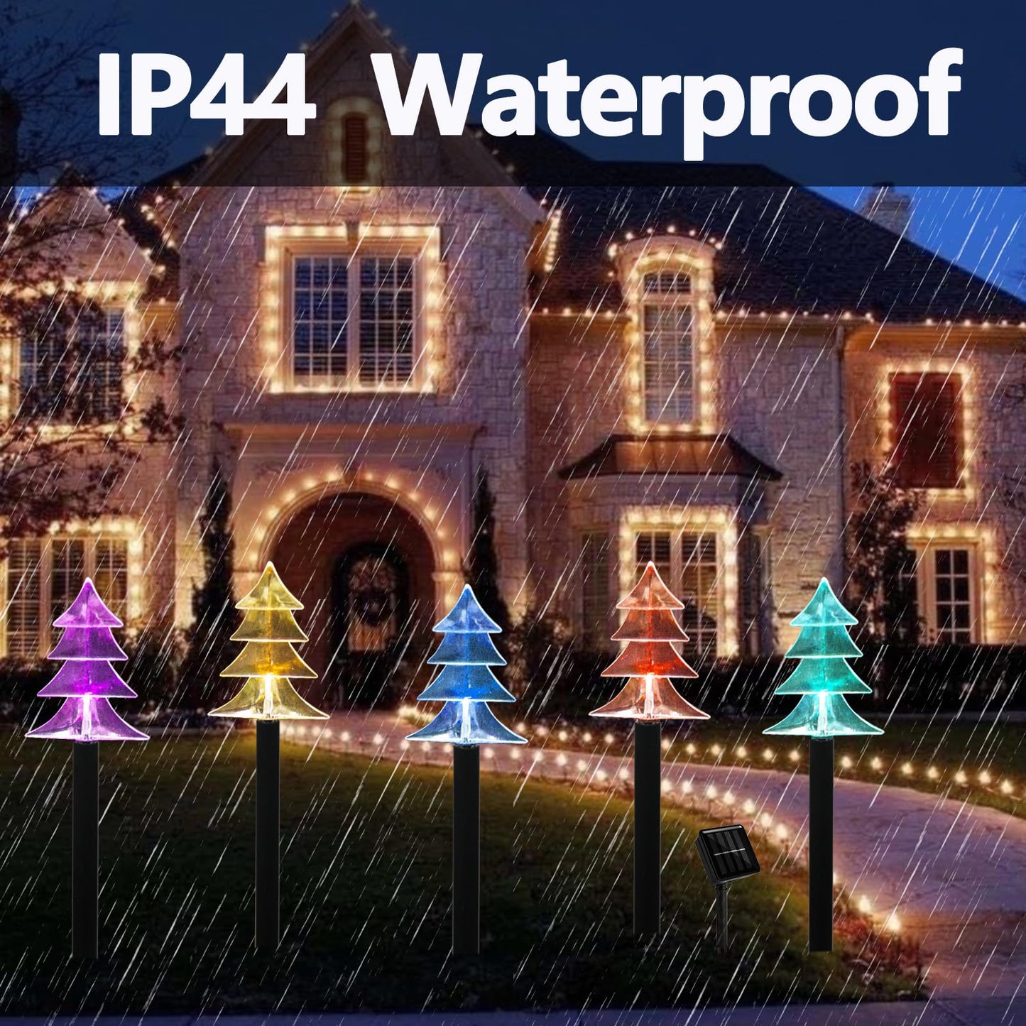 ILLUMINEW Christmas Solar Pathway Lights, Set of 10 Waterproof Landscape Christmas Lights, Stake Xtmas Decorations, LED Lamp for Yard Lawn Patio Walkway Decor