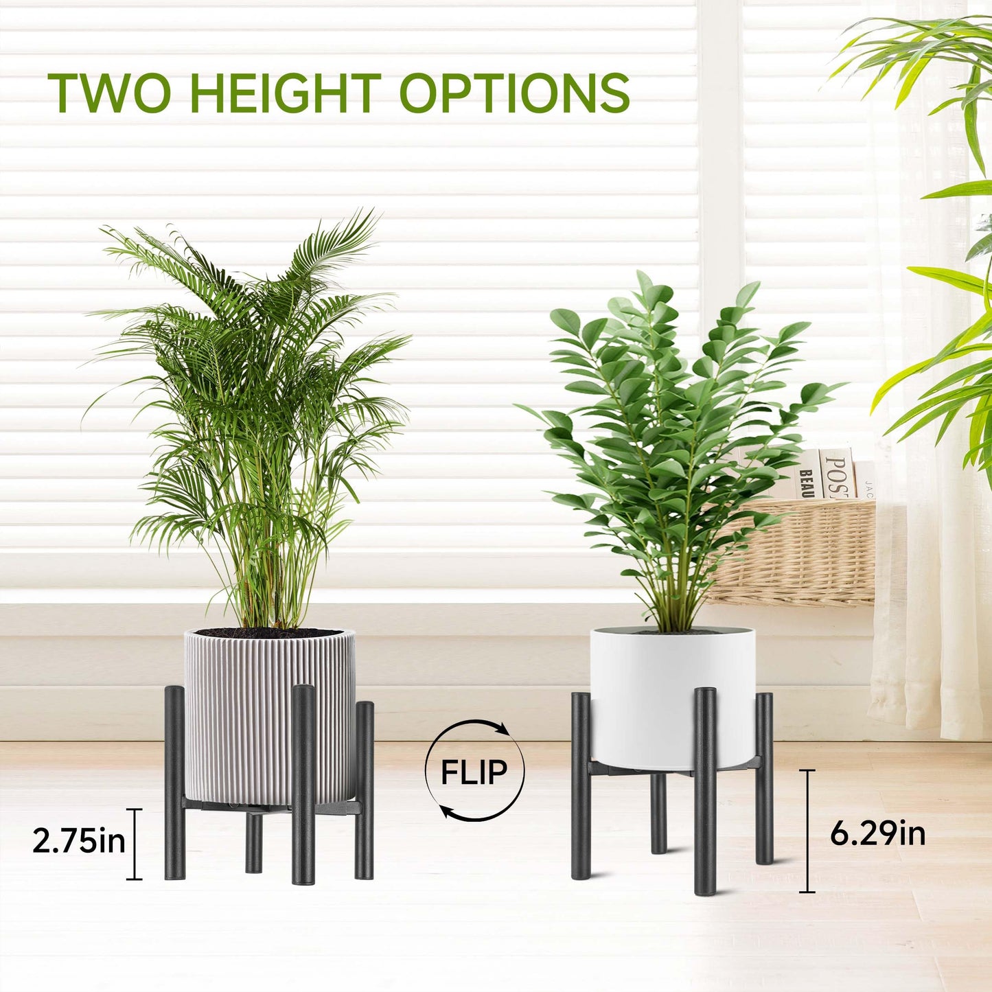 NSYOOMH Adjustable Metal Plant Stand Black, Fits 8 -13 Inch Heavy Duty Flower Pots Holder - Floor Single Plant Stands Indoor Outdoor for Corner Planter Outside Potted Plants (Pot Not Included)