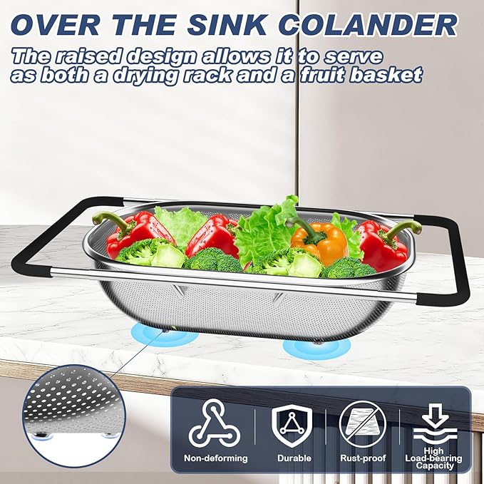 Over the Sink Colander, Expandable Strainers and Colanders