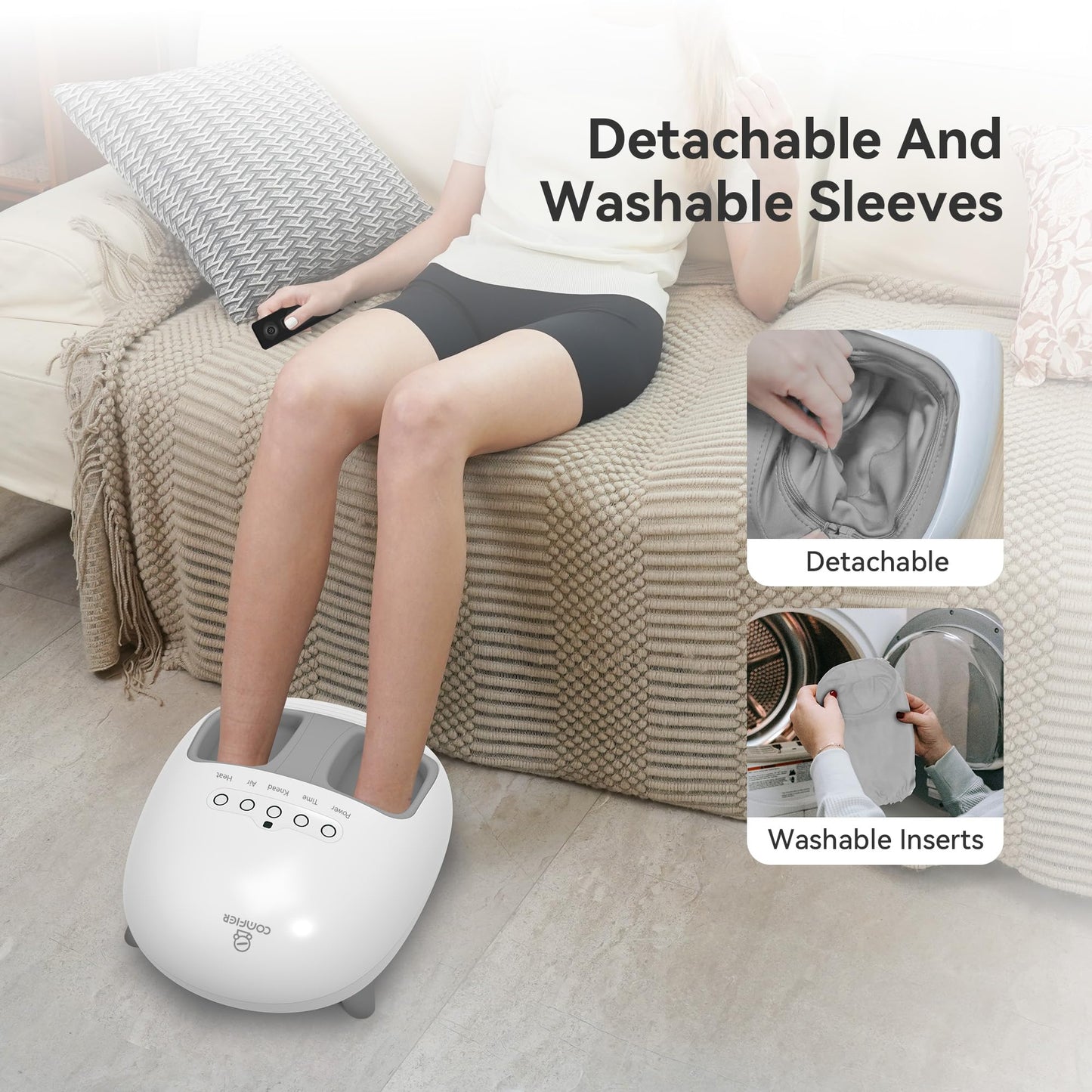 COMFIER Shiatsu Heated Foot Massager with Heat for Plantar Fasciitis Neuropathy, Deep Kneading Vibration Feet Massager for Mon Dad Men Women-Home Office Use