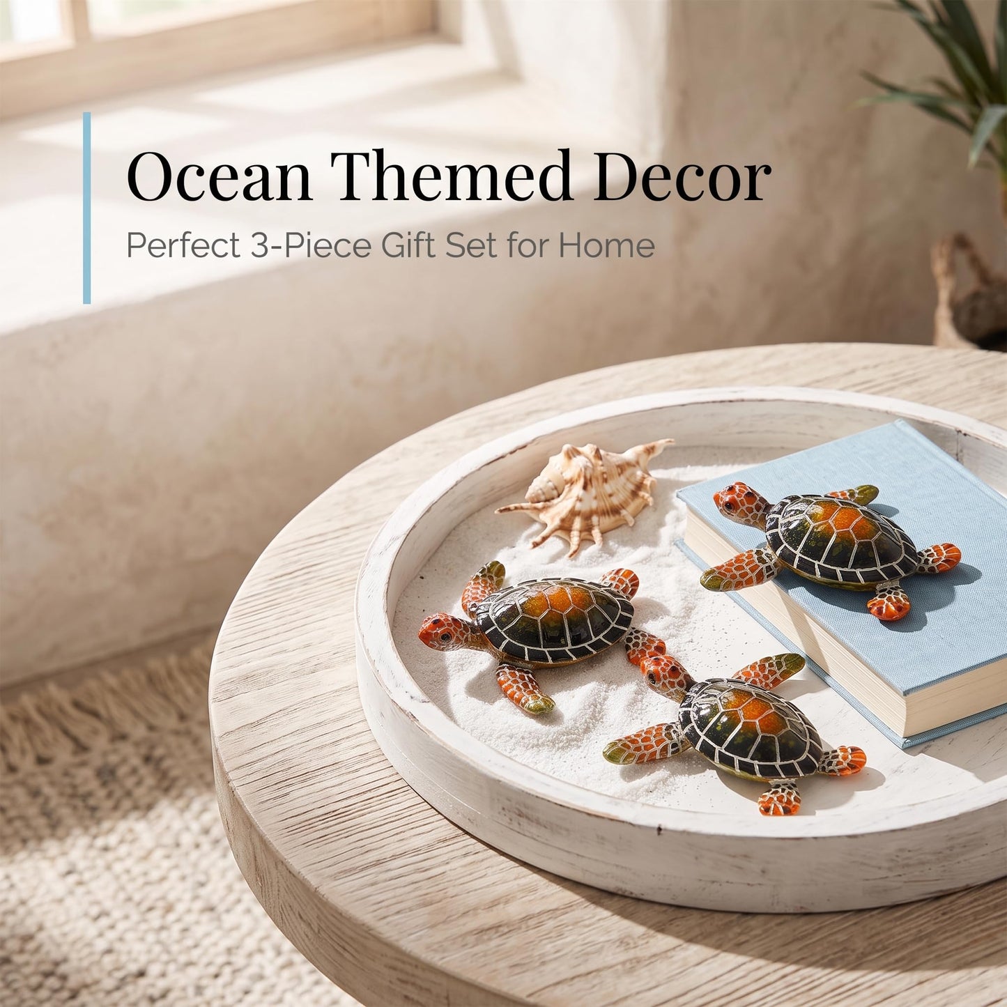 Brizoria Sea Turtle Decor Mini Turtles Vibrant Mosaic Shell Resin Figurines for Ocean Decor Coastal Tabletop Shelf Beach Themed Room Decor and Sea Turtle Gifts, Green