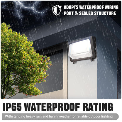 SLAclite 150W LED Wall Pack with Photocell Dusk to Dawn 5000K Waterproof Commercial Outdoor Light Fixture 22500lm 120-277V Equivalent,Energy Save Flood Lights for Building,Yard,Warehouse,Garage-4pack