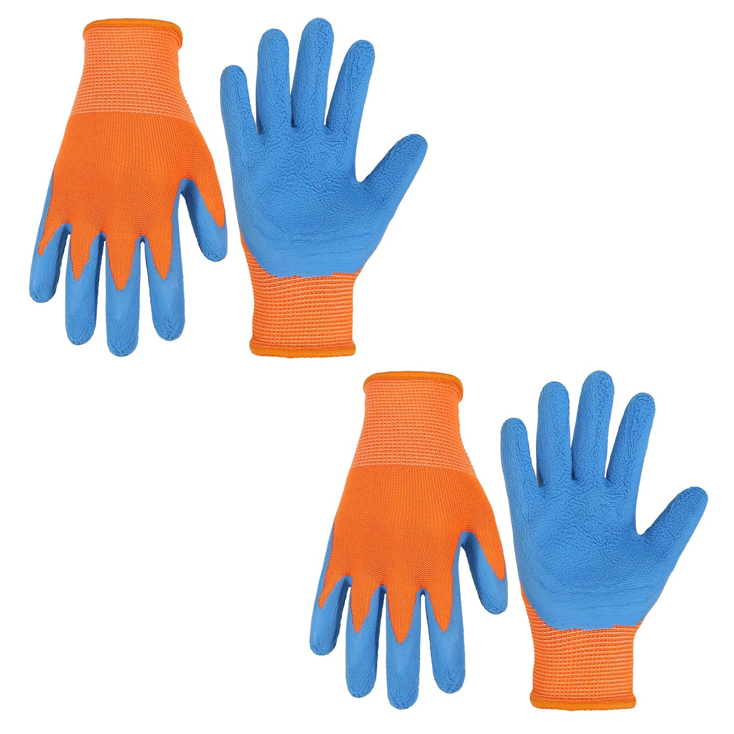 HANDLANDY 2 Pairs Kids Gardening Gloves for Age 2-13, Foam Rubber Coated Childrens Garden Yard Work Outdoor Playing Gloves for Little Girls Boys (Size 3, Age 4-5)