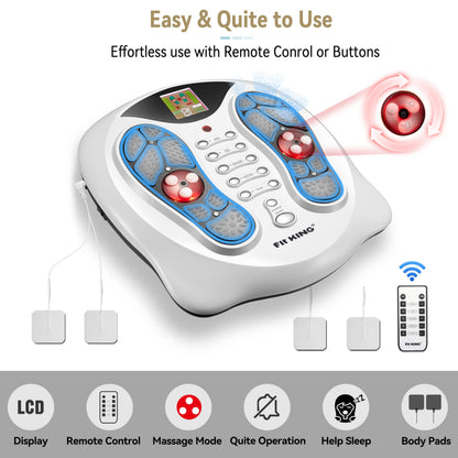 FIT KING Neuropathy Pain Relief for Feet Massager, EMS Foot Massager for Neuropathy with TENS Pads, Foot Circulation Stimulator for Plantar Fasciitis, Diabetes Feet Pain Relief