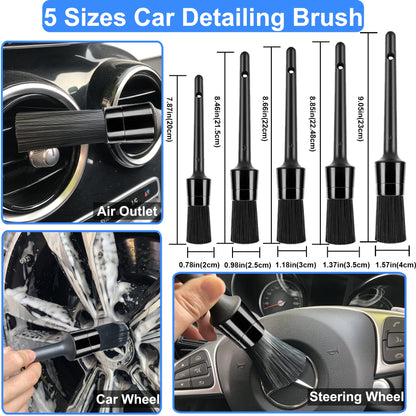 27Pcs Car Wash Cleaning Kit with Foam Gun, Car Detailing Kit, Auto Detail Supplies Tools With Wheel Drill Brush Set, Car Polishing Kit, Car Detailing Brush Set for Tires, Wheels, Interior & Exterior