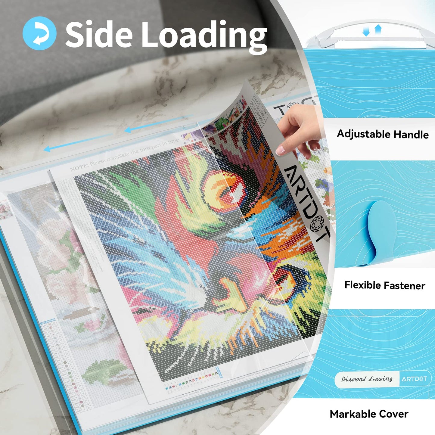 ARTDOT A3 Storage Book for Diamond Painting Kits, Diamond Art Portfolio Folder with 30 Pocket Slevees Protectors