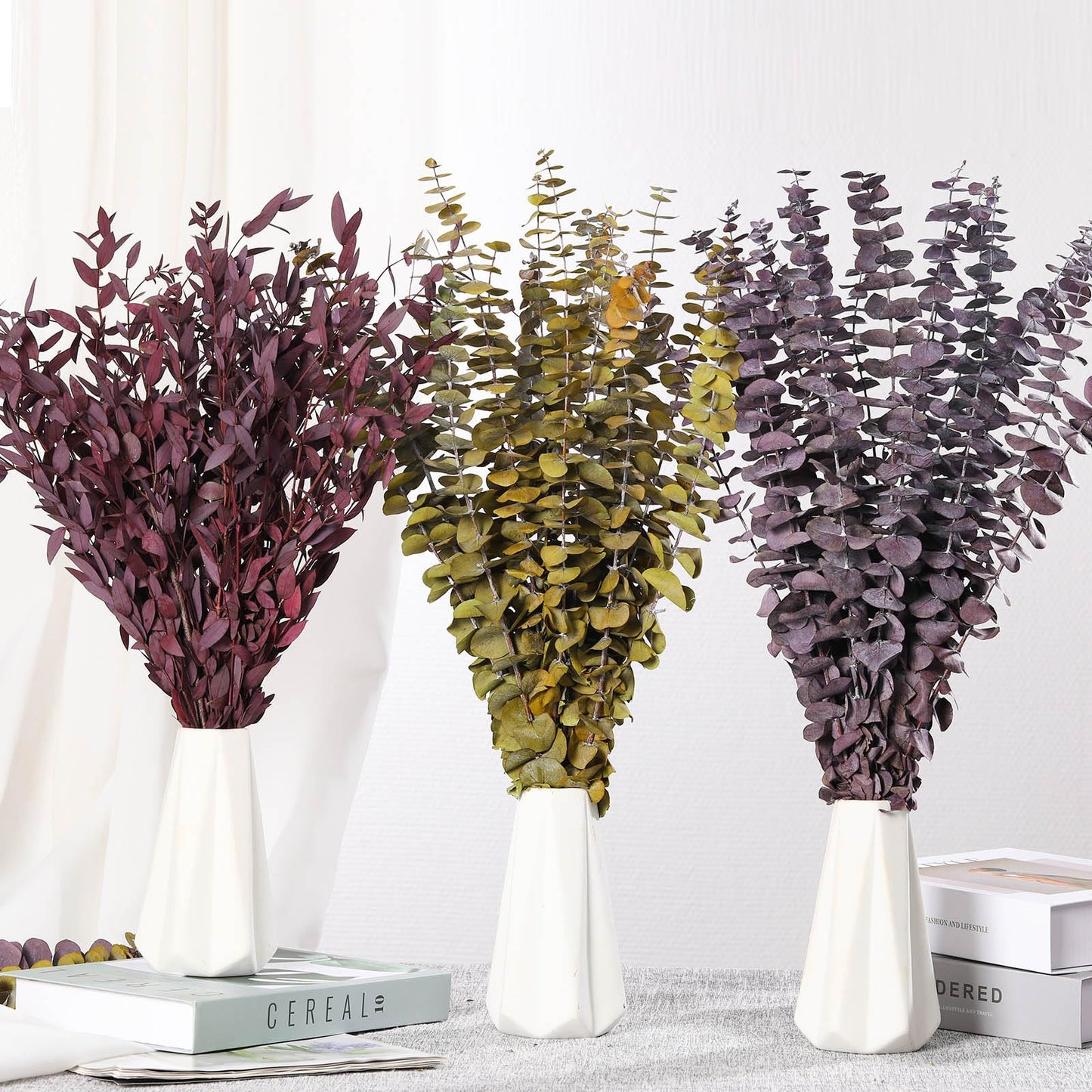 Dried Eucalyptus Leaves Real Preserved Stems, Fresh Eucalyptus Garland Branches for Shower, Dried Plant Live Bundle Purple Leaves for Wedding Wreath Party Home Fragrance Vase Décor