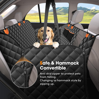 JOEJOY Dog Car Seat Cover Dog Hammock for Car Back Seat With Mesh Window and Side Protection, Rear Seat Covers Back Seat Cover Scratch Proof Nonslip Dog Seat Protector Cover For Most Cars/SUV (Black)