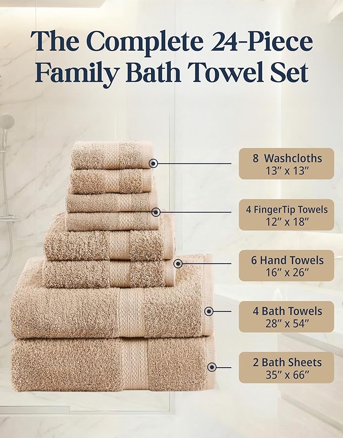 Lane Linen 100% Cotton Towel Set