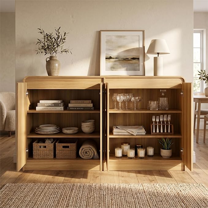 FURSUN 61" Modern Fluted Sideboard