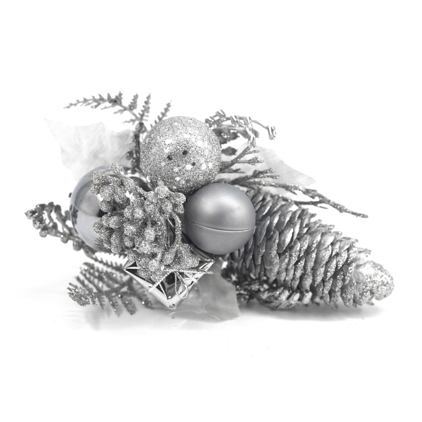 Riverbyland Artificial Plants 8" Christmas Tree Picks Silver Floral Spray Decorations 3 PCS