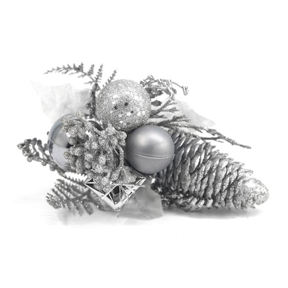 Riverbyland Artificial Plants 8" Christmas Tree Picks Silver Floral Spray Decorations 3 PCS