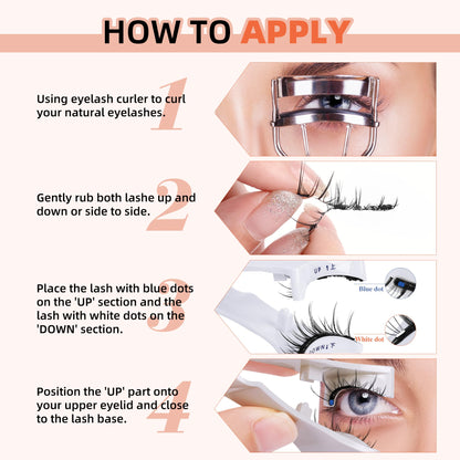 Mayhug Magnetic Eyelashes Natural Look Magnetic Lashes No Glue Magnetic Eyelashes without Eyeliner Clear Band Lashes Fluffy Lashes Extensions Magnetic Eyelashes with Applicator (2 Pairs)
