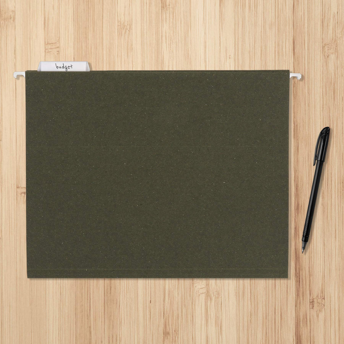 Amazon Basics Hanging File Folders for Documents, Letter Size, 1/5-Cut Adjustable Tabs, Standard Green, 50 Count
