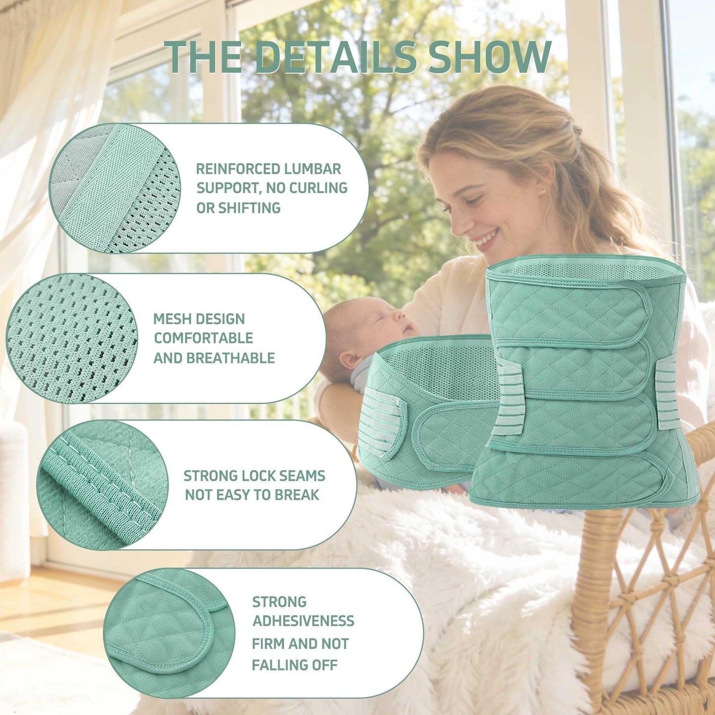 QFE Postpartum Belly Band for Pregnant Women C Section Recovery Must Haves Belly Belt Stomach Binder Abdominal Compression Post Partum Aurgery Momcozy Wraps Support After Birth Wrap Girdle Medium