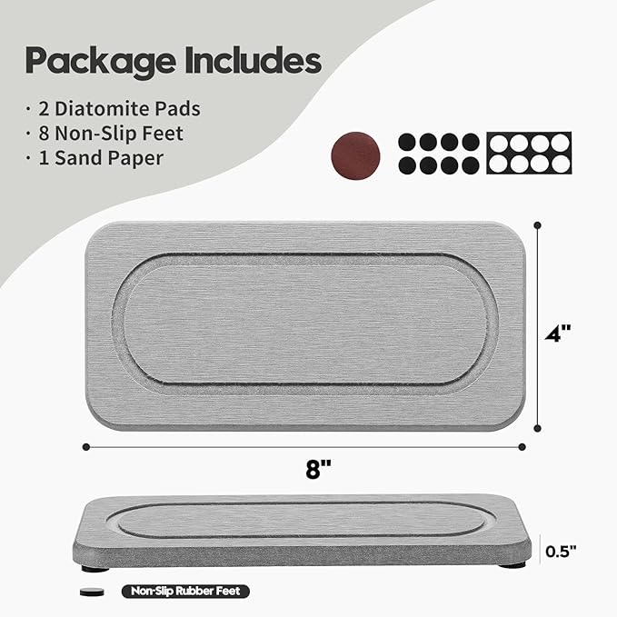 2Pack Diatomite Stone Water Absorbing Sink Tray